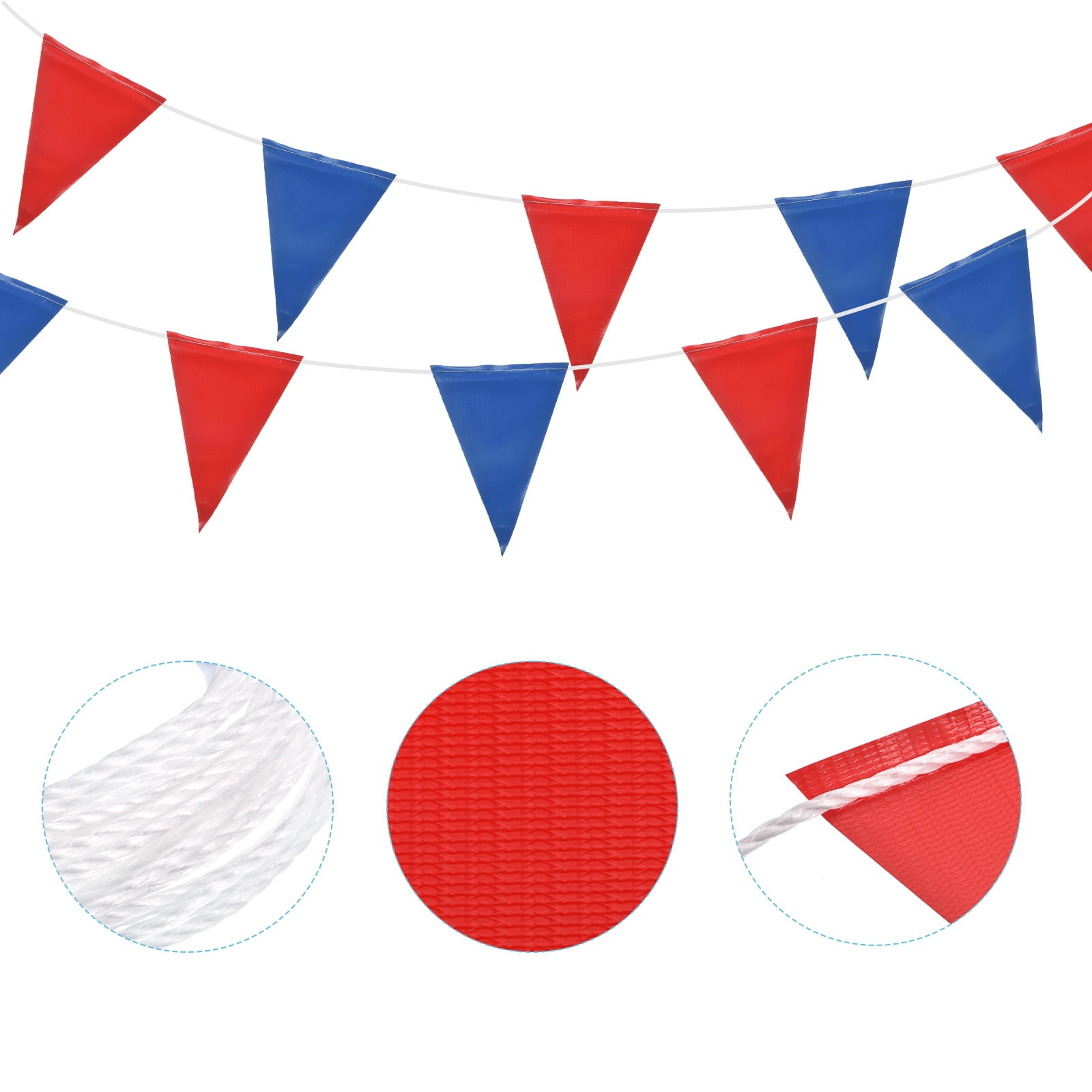 Uxcell 102ft 45pcs Caution Pennant Banner Flags Perimeter Marking Safety Flag for Traffic Construction Warning Red Blue