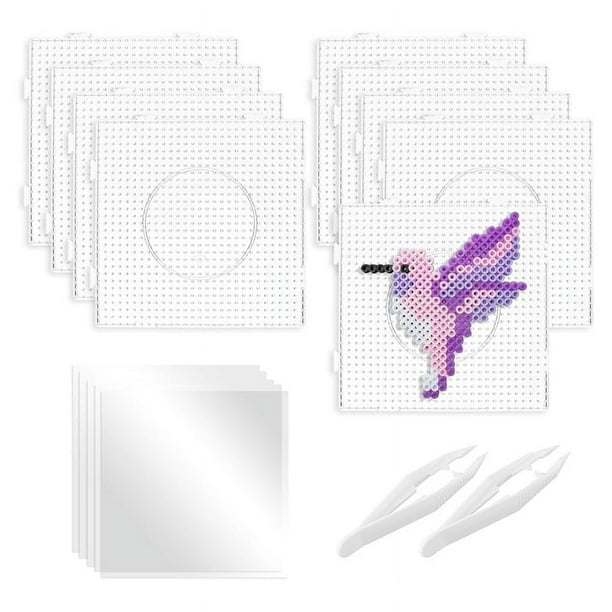 9 Piezas 5mm Gran Cuadrado Rebordear Tablero de Uñas de Plástico Rebordear Tablero con Papel de Planchar, Pinzas de Cuentas para KidsCraft Rebordear