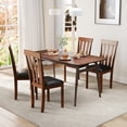 thumbnail image 3 of Giantex Mid Century Upholstered Dining Chairs, Rubber Wood Frame Kitchen Chairs,  Side Chairs for Kitchen, Brown, 3 of 9