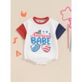 thumbnail image 2 of Suealasg 4th of July Baby Girls Romper Short Sleeve Letter Glasses Print Bodysuit Jumpsuit Newborn Boys Summer Independence Day Clothes 0-18 Months, 2 of 8