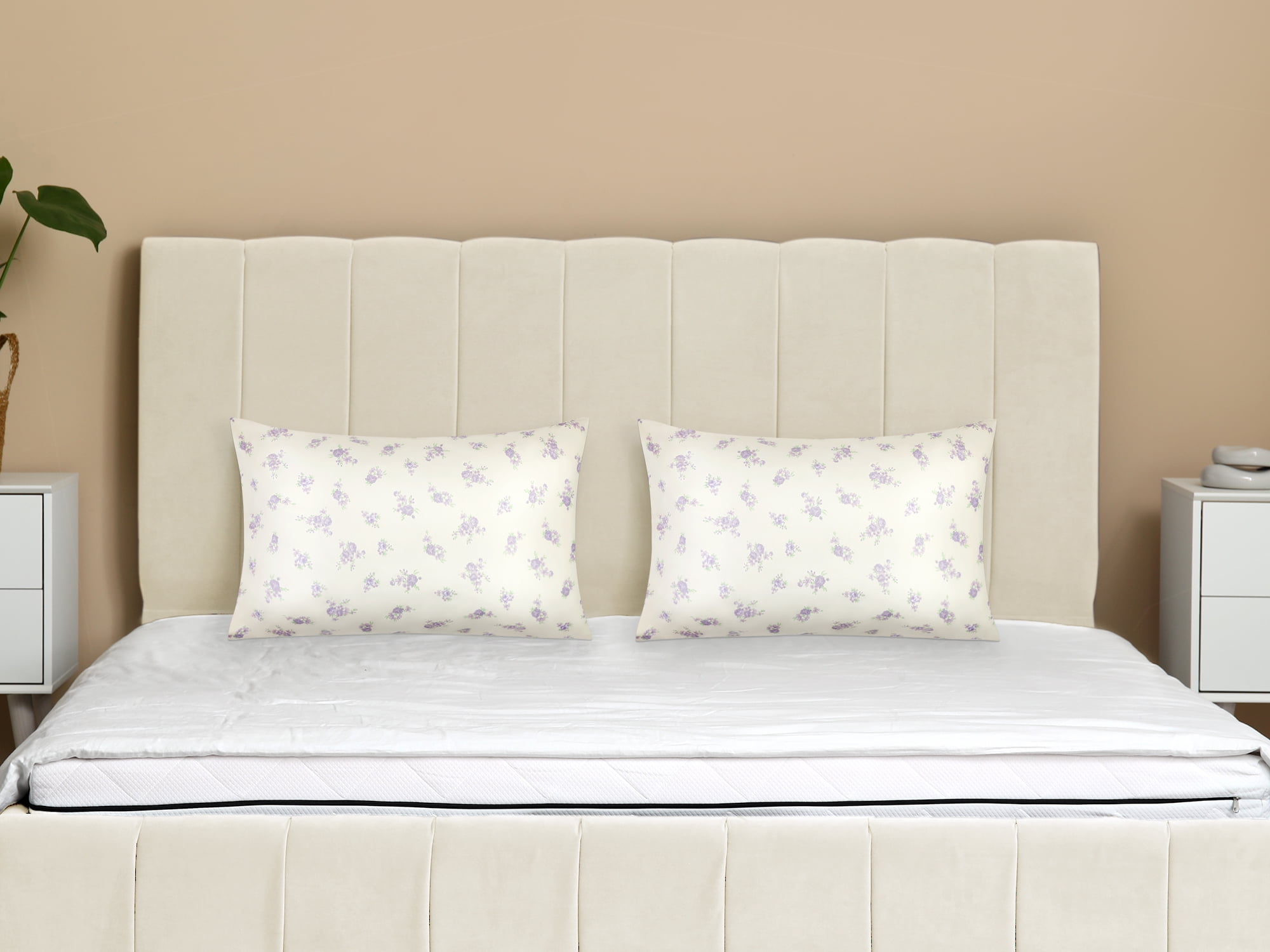 Unique Bargains Pillowcase Cotton Floral Pillow Cases with Envelope Closure Purple