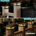 thumbnail image 2 of 4x4 Solar Post Cap Lights 16 LEDs 2 Modes 3.5x3.5 4x4 Wooden Vinyl Post Light Waterproof Outdoor for Deck Fence Patio Garden D r, Warm/Cool White (6 Pack, Black), 2 of 4