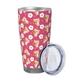 thumbnail image 2 of Fotbe Piggy Sunflower Pattern 20 oz Tumbler Stainless Steel Vacuum Insulated Coffee Ice Cup Double Wall Travel Flask Leak-proof Coffee Cup-Straw Three-piece Set, 2 of 8