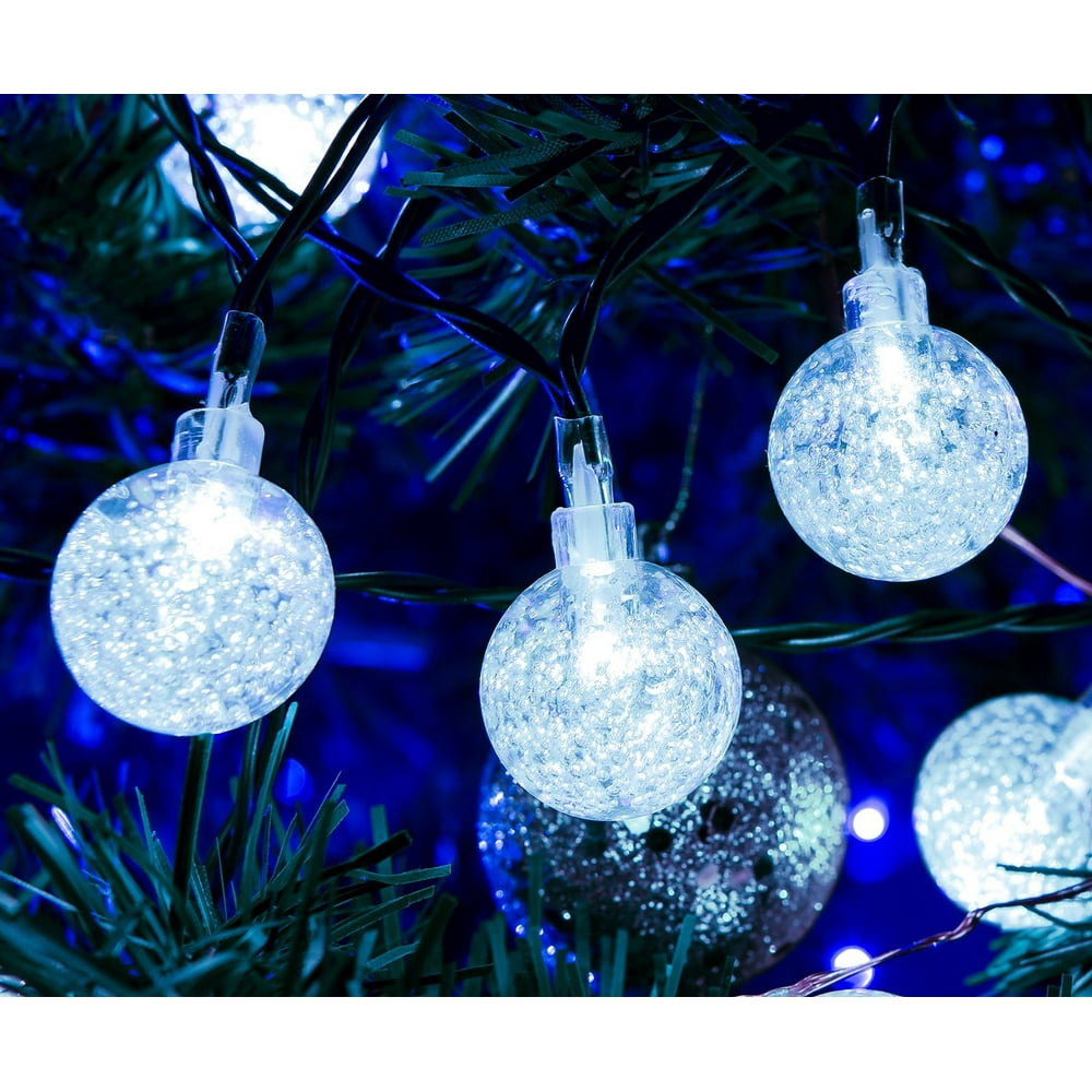 DecorNova 19.7ft 30 LEDs Globe String Lights Cool White Crystal Ball