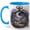 Blue, variant on Moon Garden Pocket Watch Coffee Mug, Magical Night Floral Fantasy Design, 11 oz Ceramic Cup