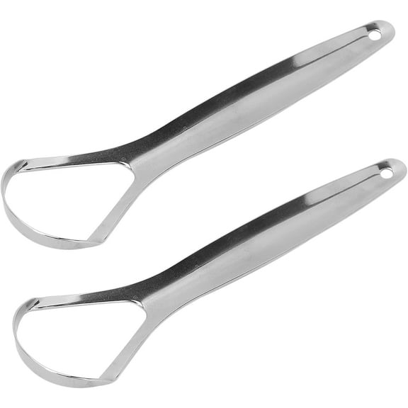 2pcs Tongue Scraper, Portable Stainless Steel Freshen Breath Tongue Scraper for Adult (L)