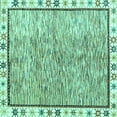 thumbnail image 1 of Ahgly Company Machine Washable Indoor Square Abstract Turquoise Blue Modern Area Rugs, 5' Square, 1 of 4