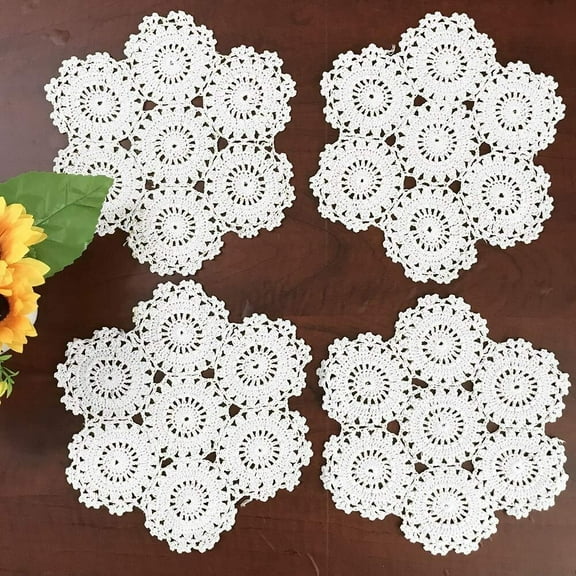 9 Inch 100% Cotton Handmade Lace Crochet Placemats Doily Doilies