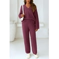 thumbnail image 4 of PRETTYGARDEN Women's 2 Piece Pullover Sweater Set Oversized V Neck Top Wide Leg Pants Fall Winter Fuzzy Lounge Outfit, 4 of 9