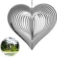 thumbnail image 3 of Carillón de viento Metal Jardín Spinner Arte de jardín al aire libre para patio trasero Decoración colgante al aire libre y Spinner para adornos de jardín y jardín Forma 3D Corazón plateado, 3 of 8