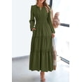 thumbnail image 2 of Vestido PRETTYGARDEN 2025 Maxi Verde Militar Manga Larga Talla L, 2 of 7