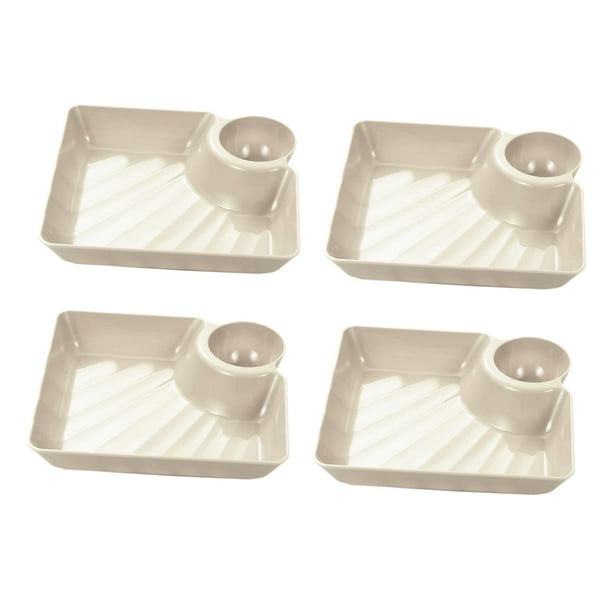 4x Plato para albóndigas con platillo para mojar Plato para aperitivos Plato para pasta Platos para servir para Beige