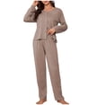 thumbnail image 2 of Enjoytime Women's Pajama Sets Soft Comfy 2 Piece Sleepwear V-Neck Long Sleeve Button Down Shirts with Pants Pjs Set, 2 of 5