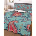 thumbnail image 3 of Quilts Full Size, Red Teal Boho Botanical Soft Comforter Bedding Set for Bed, Southwestern Retro Ethnic Tribal Lightweight Quilted Bedspread with Pillow Cover(2 Pieces) for All Season, 78x90 Inch, 3 of 6
