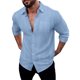 thumbnail image 2 of pstuiky camisas de manga larga para hombre, Camisa tipo cárdigan de manga larga con solapa y botones de color liso para hombre salir tops xl, 2 of 9