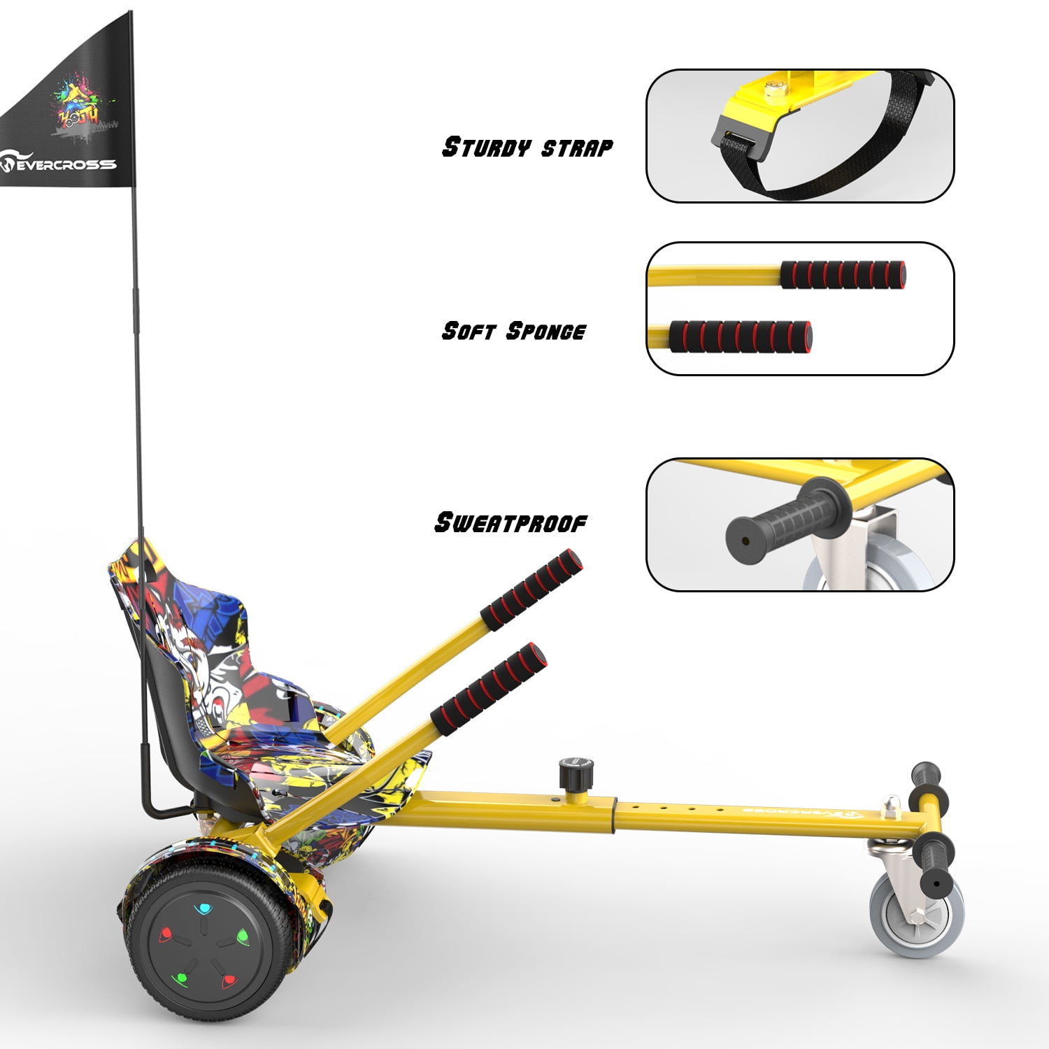 Evercross 6,5 pouces Hoverboard avec roues flash + carte mère TAOTAO,  scooter