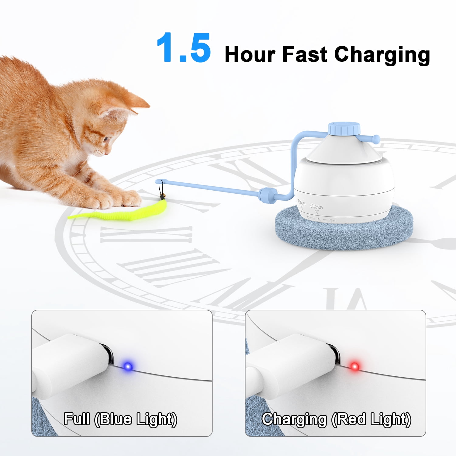 ZZHY Direct USB Charging Cat Toy 2 in 1 Interactive Motorized Wand, Kitten Toys Electronic Exercise Pet Toy for Indoor Cats, Automatic Motion Cat Toys