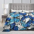 thumbnail image 4 of Kll Fleece Blanket Plush Throw Blanket Blue And White Butterflies,Soft Fuzzy Cozy Flannel Blanket For Couch Sofa Bed.(60"X50"), 4 of 9
