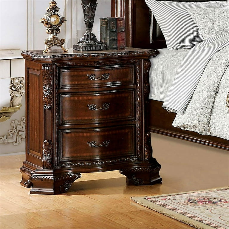 FOA Eckel 2pc Brown Cherry Solid Wood Bedroom Set King
