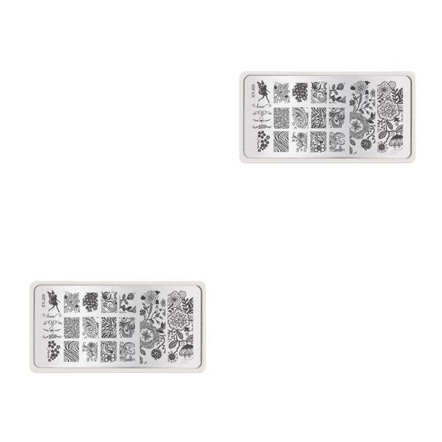 Vogacara 1pc 16 Estilos Nail Stencils Nails Art Stamp Templates Plates para Gel Nail Polish Manicure Image Plate 9 2piezas