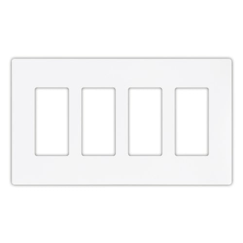 Cooper Wiring Devices 9524WS Aspire 4-Gang Screwless Decorator GFCI Rocker Switch Wallplate, Mid-Size, White Satin (Pale Gray)