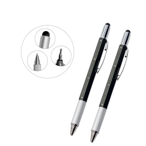 Infidev Stylo à tournevis multifonctionnel 6-in-1, Stylo à bille, stylet, règleur, bubble level et visseuse Bits, tout-en-un poche pour la maison, bureau et l'extérieur