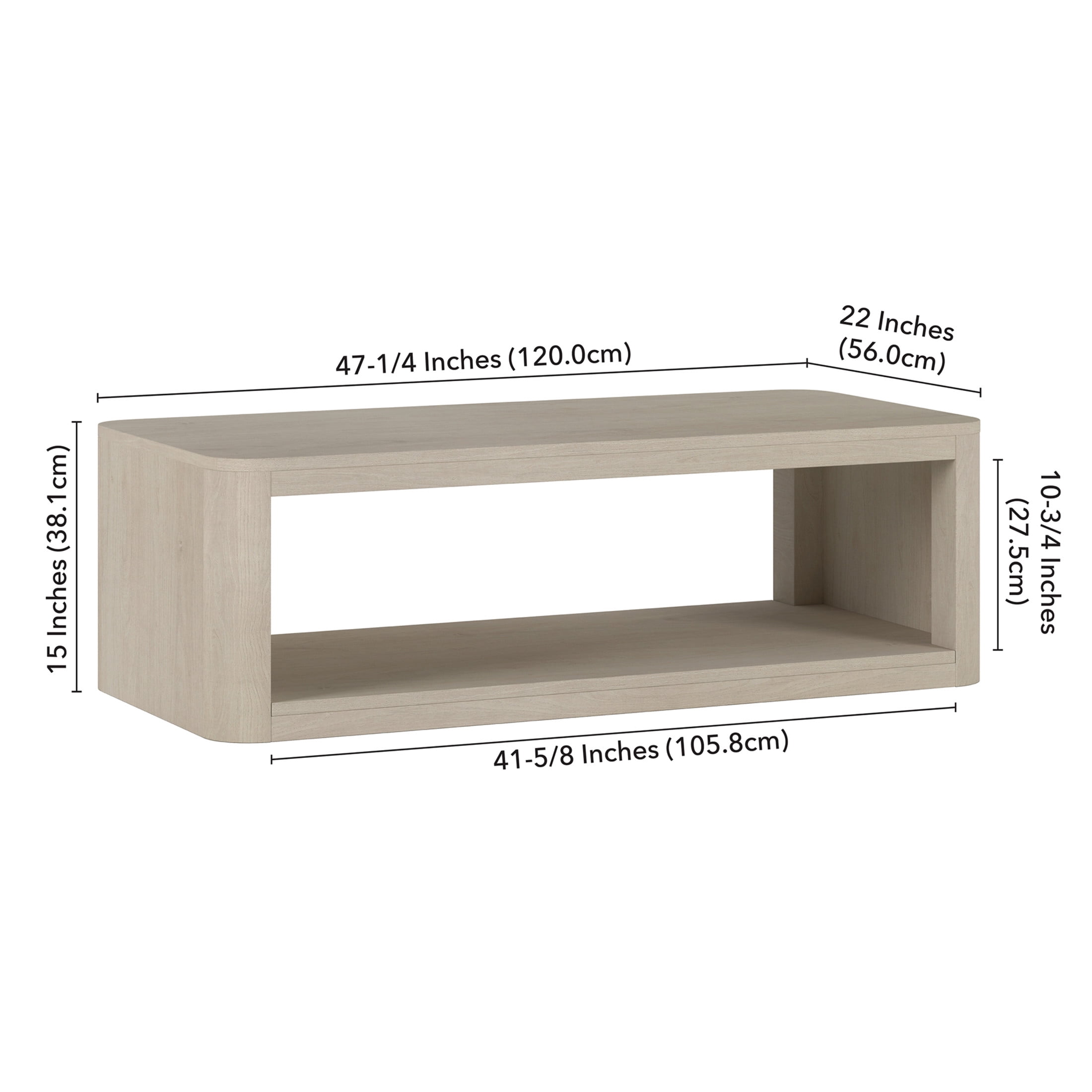 Evelyn&Zoe Modern/Contemporary 47" Wide Alder White Coffee Table