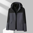 thumbnail image 4 of Sentmoon Mens Waterproof Jacket Color Block Long Sleeve Drawstring Hooded Neck Mens Winter Coats Plus Size Zipper Windbreaker Womans Clothes Fall Comfy for Travel and Hiking Dark Gray XXXL, 4 of 8