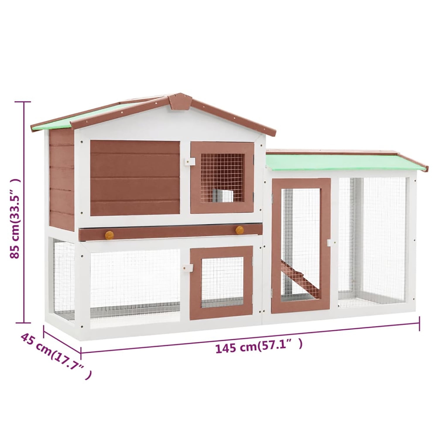 Pefilos 57" 2-Layer Wooden Rabbit Hutch with Run, Large Outdoor/Indoor Bunny Cage, Easy to Clean, Small Animal House Pet Cage, Brown Pefilos 57" 2-Layer Wooden Rabbit Hutch with Run, Large Outdoor/Indoor Bunny Cage, Easy to Clean, Small Animal House Pet Cage, Brown