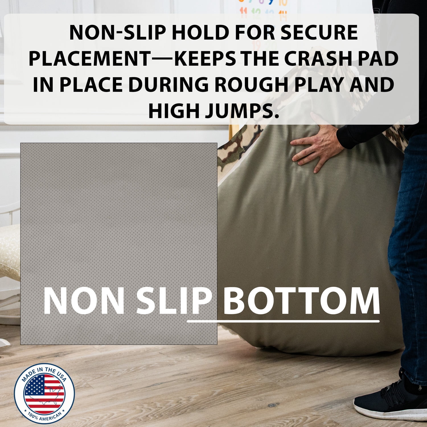 36" x 36" Sensory Crash Pad for Kids & Adults, Soft Fleece Landing Mat with Foam Blocks, Non-Slip Bottom, Removable Washable Cover for Jumping Playing Relaxing