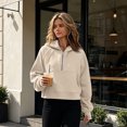 thumbnail image 5 of Womens Sweatshirts Half Zip Fleece Pullover Fall Outfits | Fall Fashion Clothes 2026,Cropped Sweatshirts,Cute Y2k Tops,Winter Loungwear Outfits Beige S, 5 of 7