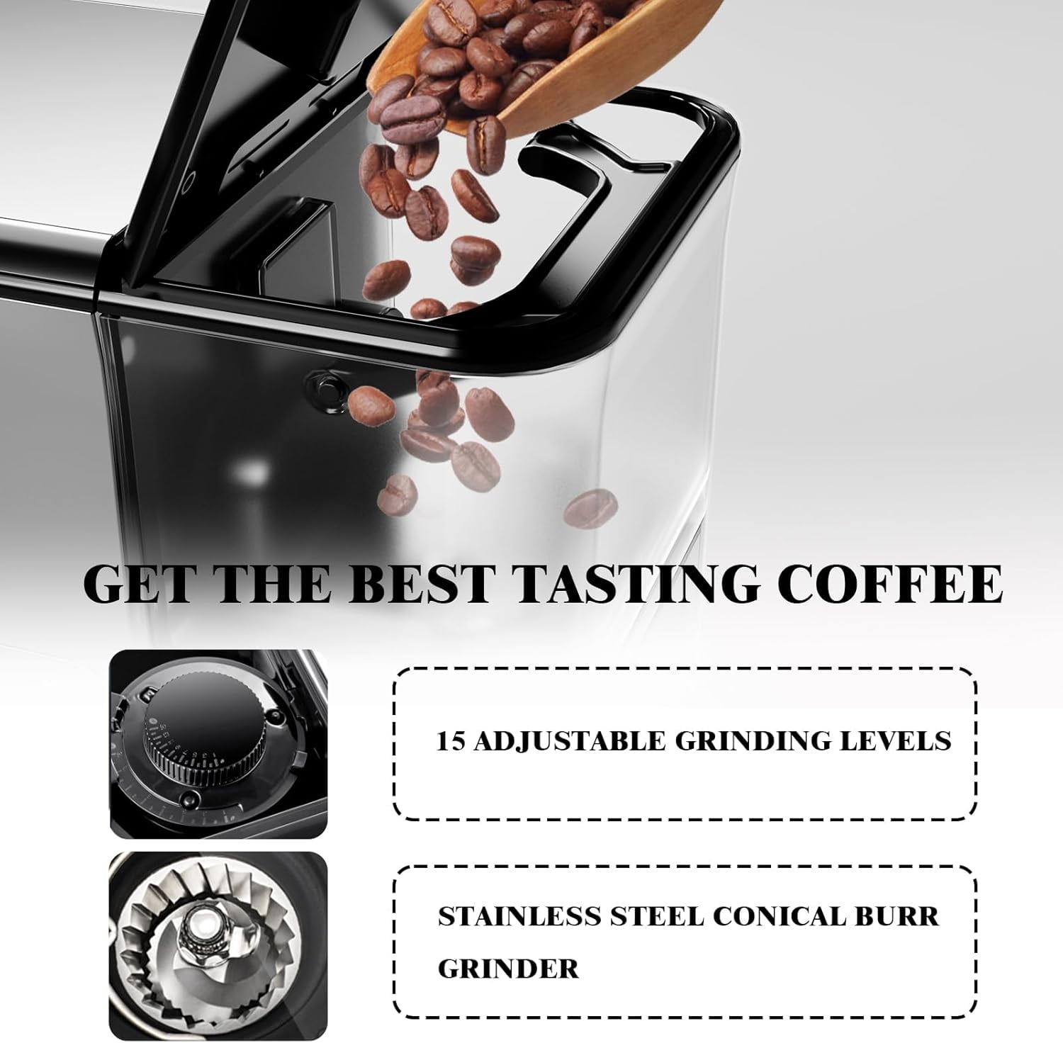 Acekid Fully Automatic Espresso Machine Coffee Maker, 20 Bar Milk System, 7 Coffee Varieties, Intuitive Touch Display, Auto Clean Filter