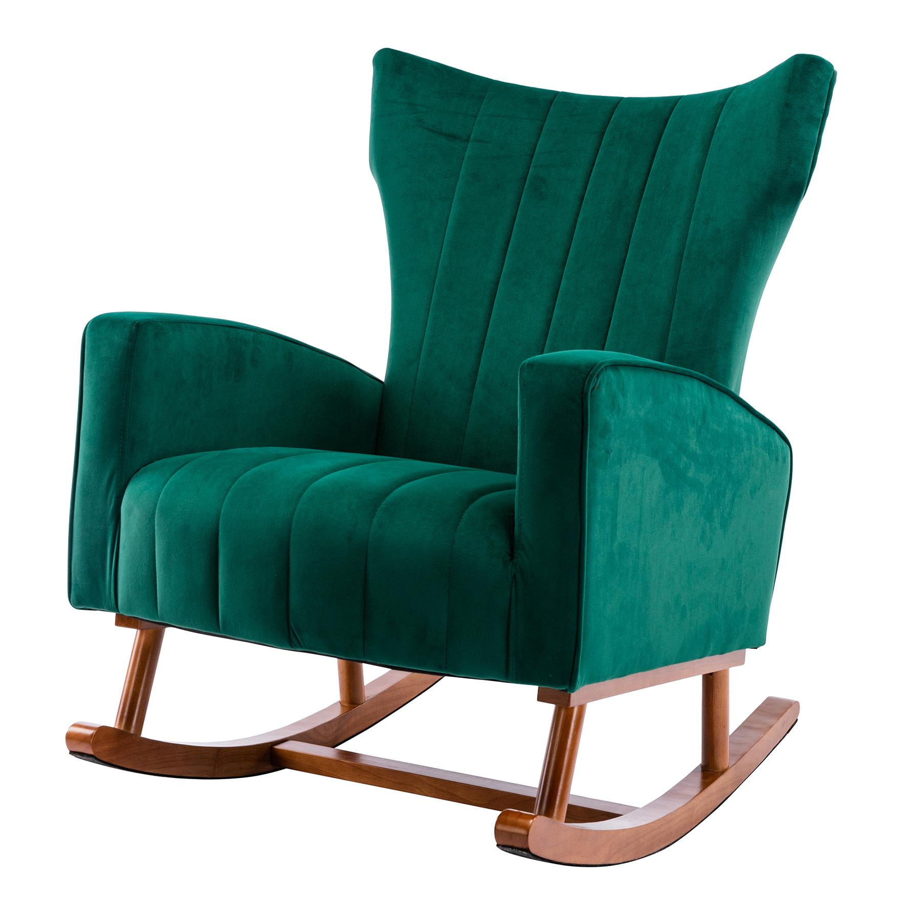 HOMEFUN Modern Upholstered Velvet Wingback Accent Rocking Chair for