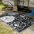 thumbnail image 4 of LUOVEN 6x9 Reversible Outdoor Waterproof Rug Plastic Straw Patio Mat for Backyard, Deck, RV, Camping, Porch, Black & White, 4 of 8