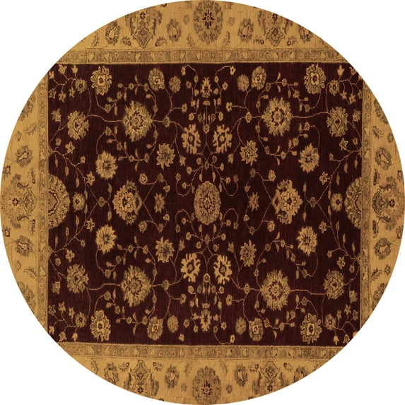 Ahgly Company Indoor Round Abstract Brown Modern Area Rugs, 6' Round
