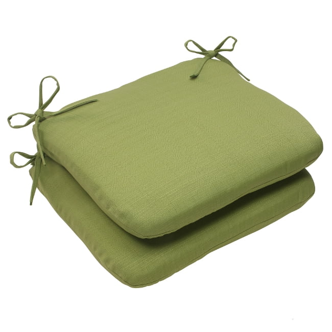 Set of 2 Solid Olive Green Outdoor Patio Round Chair Cushions 18.5