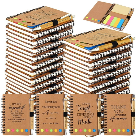 Juego de cuadernos Czlotyh 40 cuadernos en espiral de 10 x 13,5 cm con bolígrafos de bambú