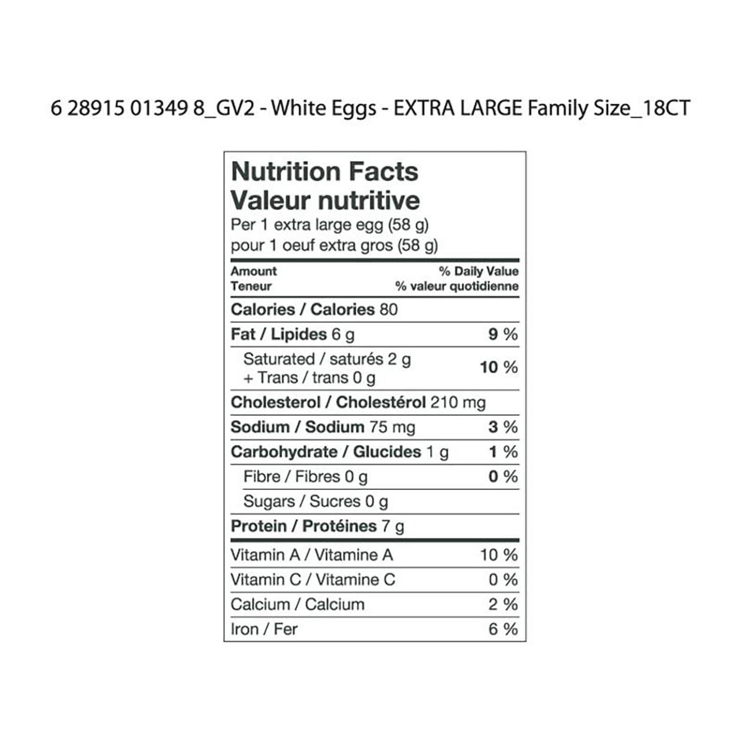 Great Value tres gros oeufs blancs