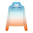thumbnail image 4 of XFLWAM Womens Quarter Zipper Sweatshirts Color Block Long Sleeve Pullover Tops Casual Loose Fit Cropped Sweat Shirts, 4 of 5