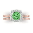thumbnail image 2 of Clara Pucci 14K Rose/White Gold 1.495 Simulated Green Diamond Engraveable Engagement Ring + Wedding Band Set, 2 of 7