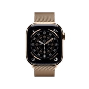 Apple Watch Series 11 [GPS + Cellular 42mm] Smartwatch with Gold Titanium Case with Gold Milanese Loop