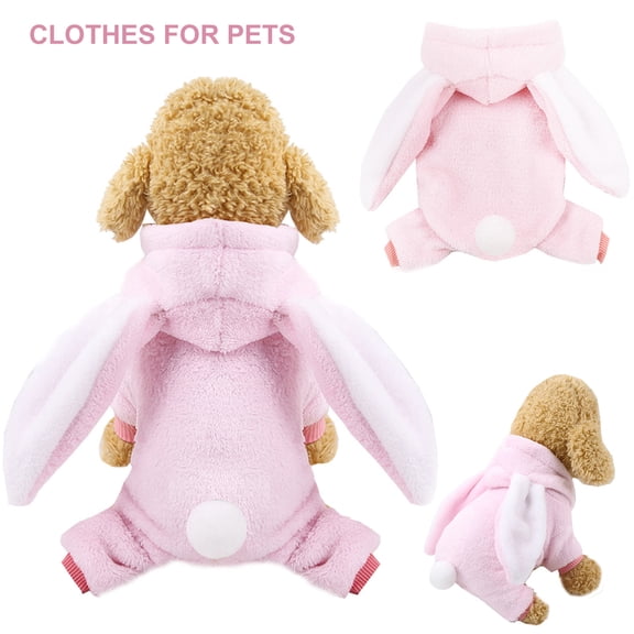 Pet Pajamas Bunny Shape Cosplay Four-leg Dogs Cats Warm Hooded Jumpsuits Outfit Pet Supplies