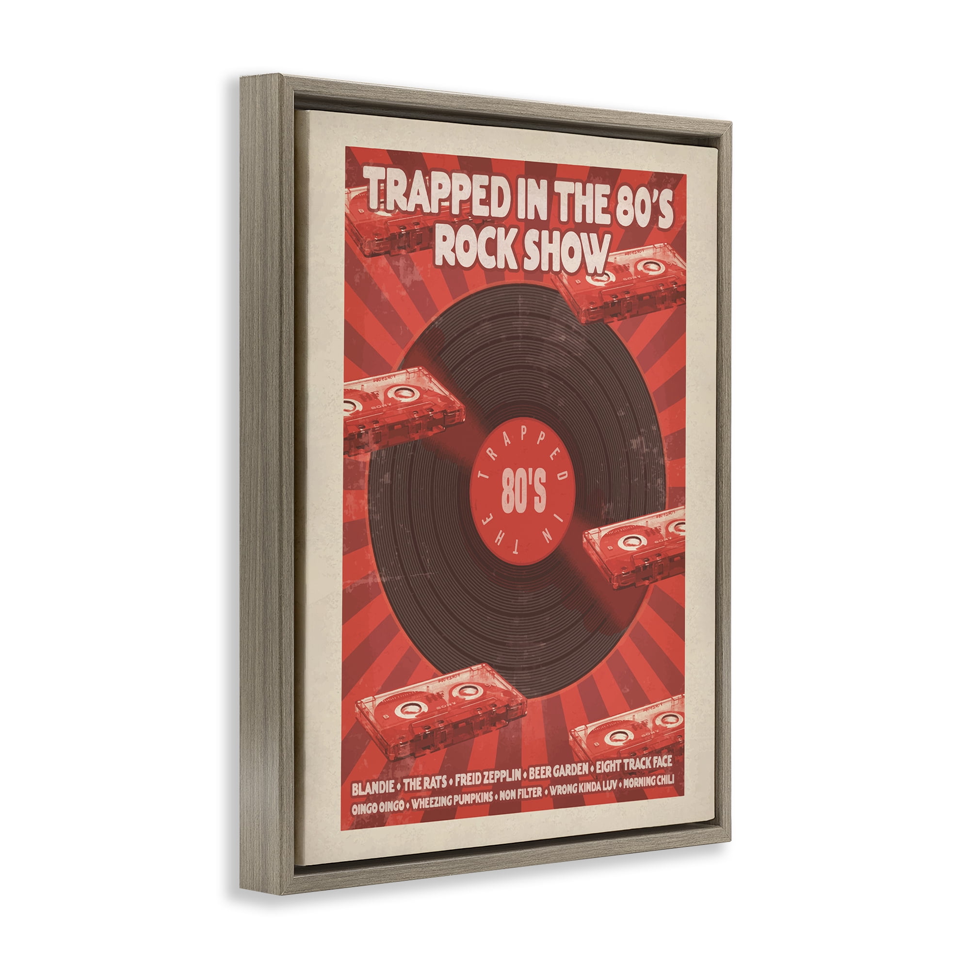 Stupell Industries Trapped in 80s Rock Show Brown Framed Floater Canvas Wall Art, design by Old Red Truck