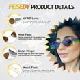 thumbnail image 5 of FEISEDY Women Men Hipster Round Sunglasses Polygon Trapezoid Side Shields Delicate Metal Frame B2825, 5 of 16