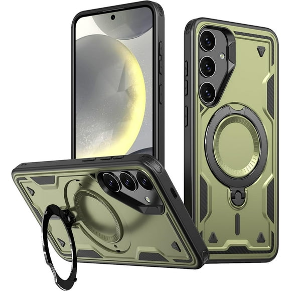 Funda Magnética para Samsung Galaxy S25 FE Funda con soporte [Compatible con MagSafe] Protección Militar contra Caídas Funda de teléfono de TPU Suave Duradera a prueba de golpes