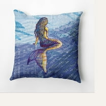 Simply Daisy 16" x 16" Mermaid Geometric Pillow, Blue (1 count)