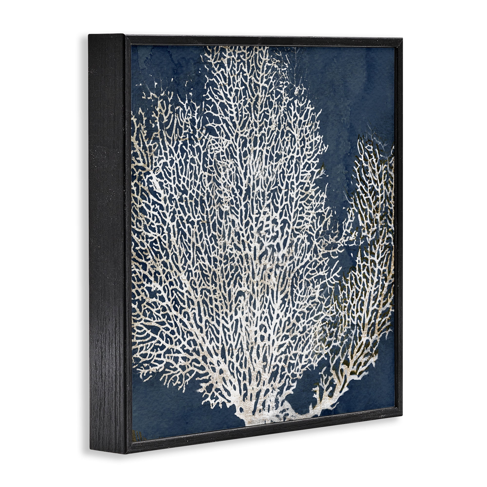 Stupell Industries Sea Coral Ocean Life Silhouette Nature Painting Black Framed Art Print Wall Art, 24 x 24