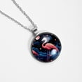 thumbnail image 4 of Flamingo Glass Circular Pendant Necklace - Stylish Womens Necklaces ?, 4 of 5