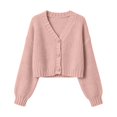 thumbnail image 6 of Bibifish Womens Cable Knit Cardigan Sweaters Long Sleeve V Neck Cropped Button Front Cardigans, 6 of 6