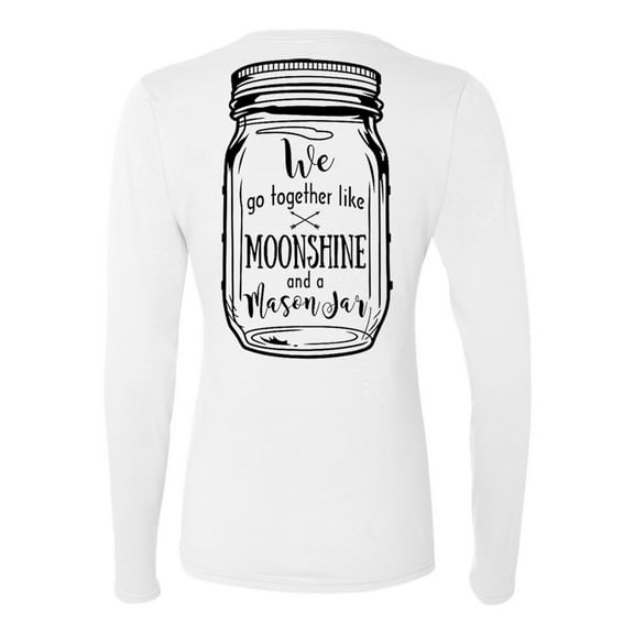 Moonshine and a Mason Jar Valentine's Day Women's Long Sleeve T-Shirt-White-Large